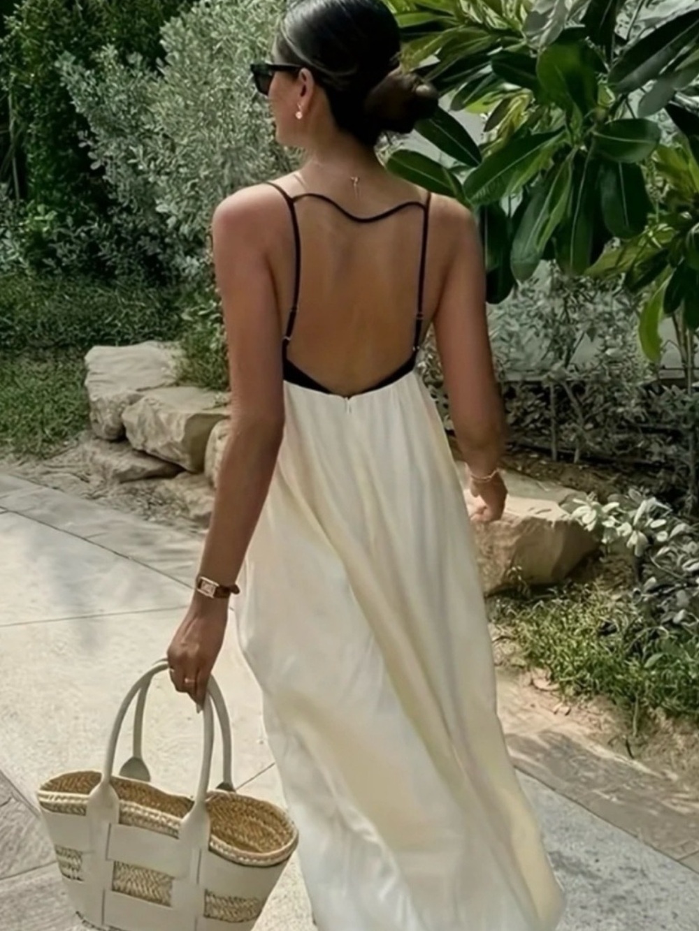 Black & Cream Spaghetti-Strap Maxi Dress - Picture 5 of 5